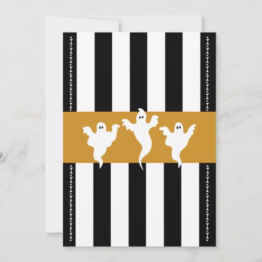 3 Geesten Sinaasappel Wit Whimsical Halloween Part Kaart (Achterkant)