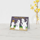 3 Geesten Snoep of een Leuke Halloween Kaart (Gele Bloem)