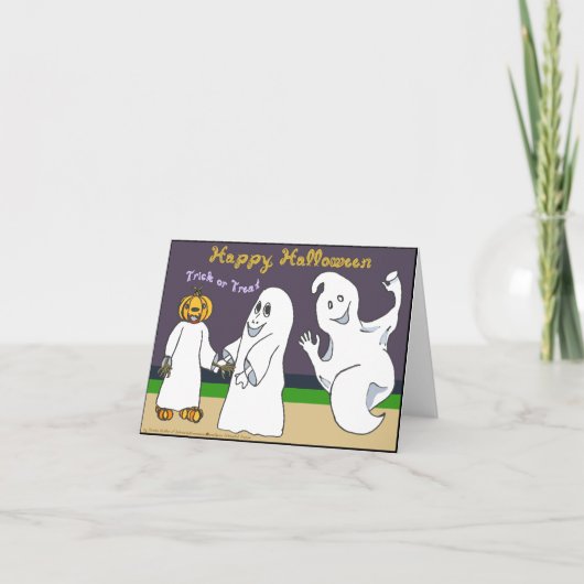 3 Geesten Snoep of een Leuke Halloween Kaart (Voorkant)