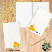 3 gele Aspens bladeren op geel polka dot patroon Planner
