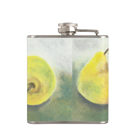 3 Gele en groene peren Heupfles (Achterkant)