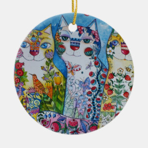 3 gelukkige katten keramisch ornament