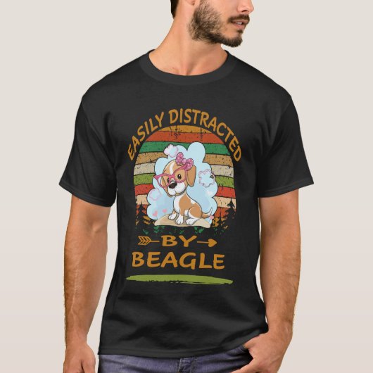 3 gemakkelijk afgeleid door Beagle T-shirt (Voorkant)