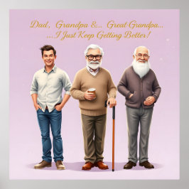 3 Generaties Cadeau Papa aan Opa Familie Kunst Poster