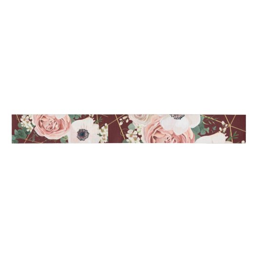 3" Geometrische tuinwijn met grondexploitant Roos Grosgrain Lint (Voorkant)