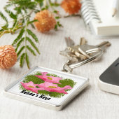 3 Geschikte roze papaverbloemen Afsluiten Aangepas Sleutelhanger (Zijkant)