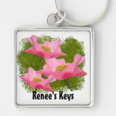 3 Geschikte roze papaverbloemen Afsluiten Aangepas Sleutelhanger (Voorkant)