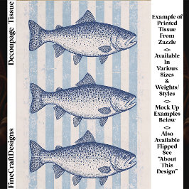 3 Gestileerde Forel, Aqua Blauwe Strepen FM8R Deco Tissuepapier