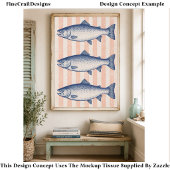 3 Gestileerde Zalm, Roze Strepen FM7L Decoupage Tissuepapier