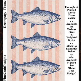 3 Gestileerde Zalm, Roze Strepen FM7R Decoupage Tissuepapier
