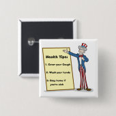 3 Gezondheidstips van oom Sam Vierkante Button 5,1 Cm (Voorkant /achterkant)