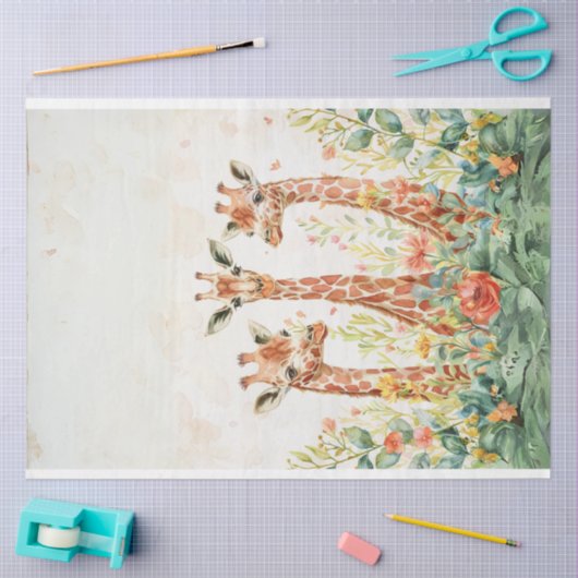 3 Giraffe Decoupage Papier Waterverf (Craft)