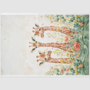 3 Giraffe Decoupage Papier Waterverf