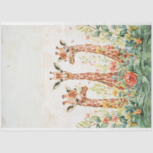 3 Giraffe Decoupage Papier Waterverf (Voorkant)