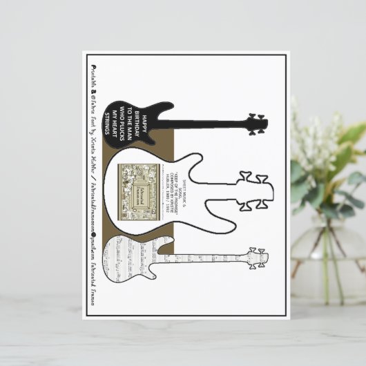 3 Gitaren Song Bladmuziek Man Happy Birthday Kaart (Staand voorkant)