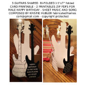 3 Gitaren Song Bladmuziek Man Happy Birthday Kaart