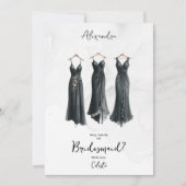 3 Glam Black Bridesmaid Dresses Watercolor Request (Voorkant)