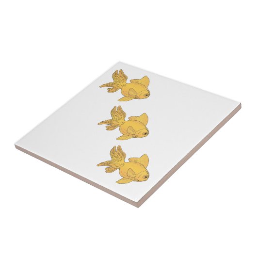 3 Gold Fish Swimming Simple Pattern - herziene ver Tegeltje (Zijkant)