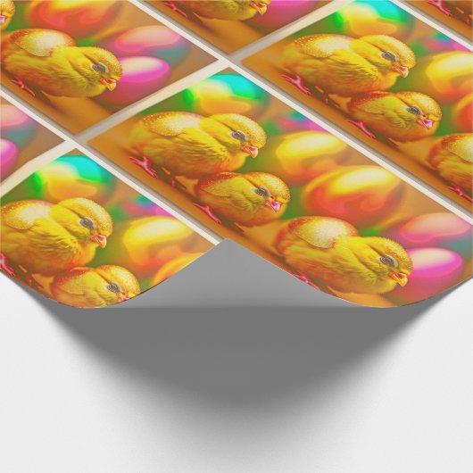 3 Gold Little Easter Chicken Collectie Cadeaupapier (Hoek)