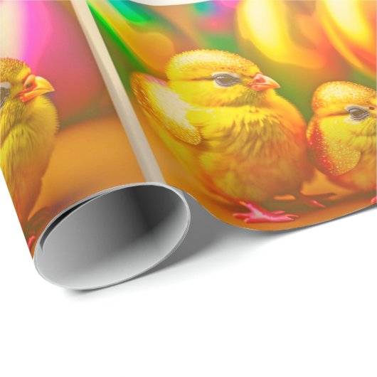 3 Gold Little Easter Chicken Collectie Cadeaupapier (Rol Hoek)