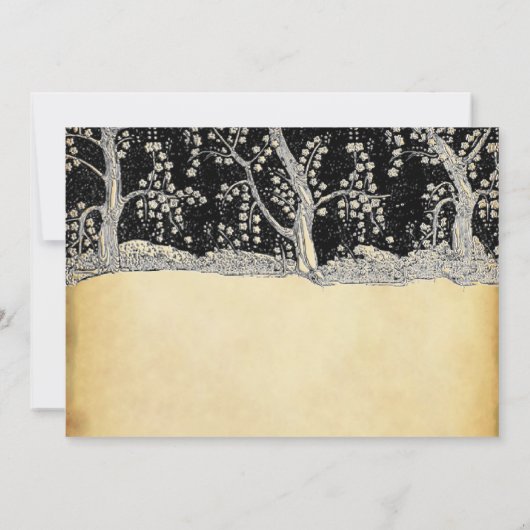 3 gouden bomen op goud en zwart metalen elegant kaart (Achterkant)