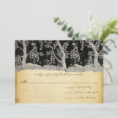 3 gouden bomen op goud en zwart metalen elegant kaart (Staand voorkant)