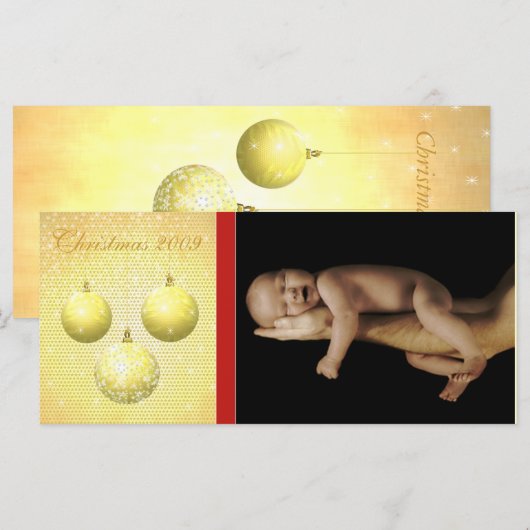 3 gouden kerstversieringen met Kaarten voor sterre (Voorkant / Achterkant)