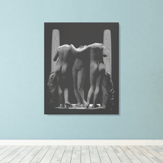 3 Graces Print Romeinse kunst Print Stretched Canv (Insitu (Houten vloer))