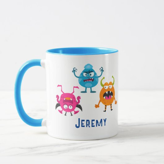 3 Grappige Cartoon Monsters, Child's Name Mok (Links)