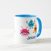 3 Grappige Cartoon Monsters, Child's Name Mok (Voorkant rechts)