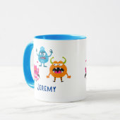 3 Grappige Cartoon Monsters, Child's Name Mok (Voorkant links)