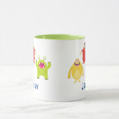 3 Grappige Cartoon Monsters, Naam kind vs 2 Mok (Midden)