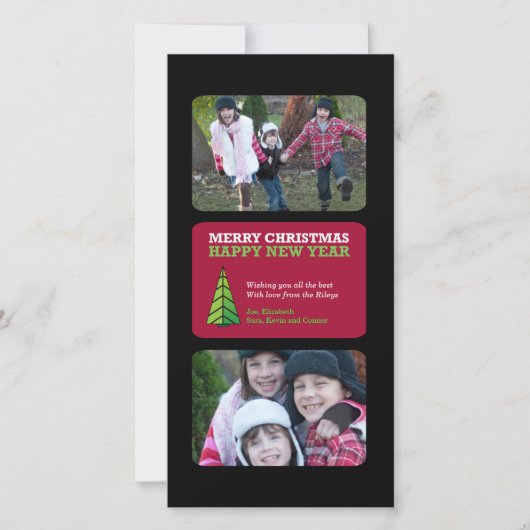 3 Grid Kerstmis/Nieuwjaar Fotokaart Feestdagenkaart (Voorkant)