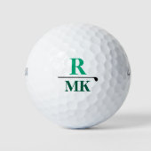 3 Groen initiaal letters monogram Golfballen (Voorkant)