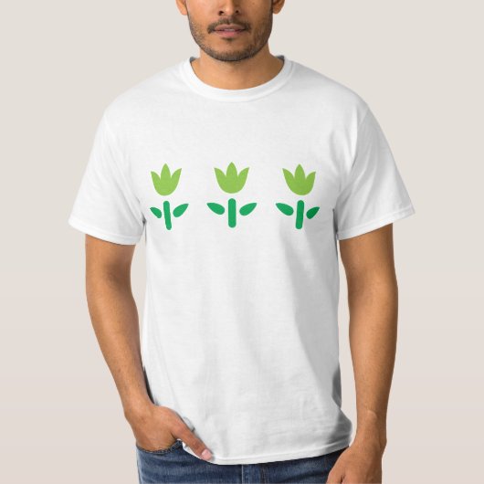 3 Groene bloemen T-shirt (Voorkant)
