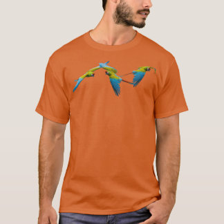 3 Groene Macaw vliegende blauwe en gele ara papega T-shirt