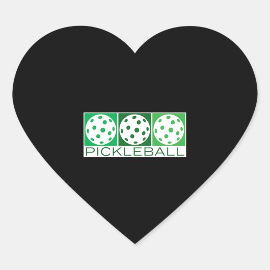 3 Groene Pickleballs op wit Hart Sticker (Voorkant)