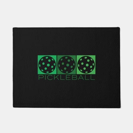 3 Groene Pickleballs transparant Deurmat (Voorkant)
