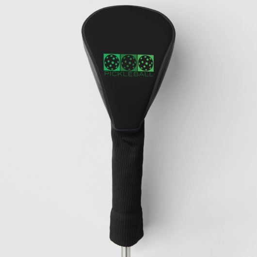 3 Groene Pickleballs transparant Golfheadcover (Voorkant)