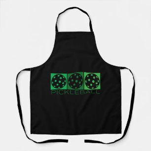 3 Groene Pickleballs transparant Schort