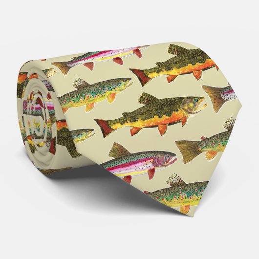 3 Grootse mooie forel vliegende vissers Stropdas (Opgerold)