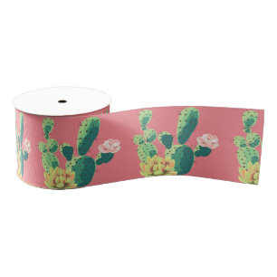 3" Grosgrain lint Bohemian Cactus Succulents Des