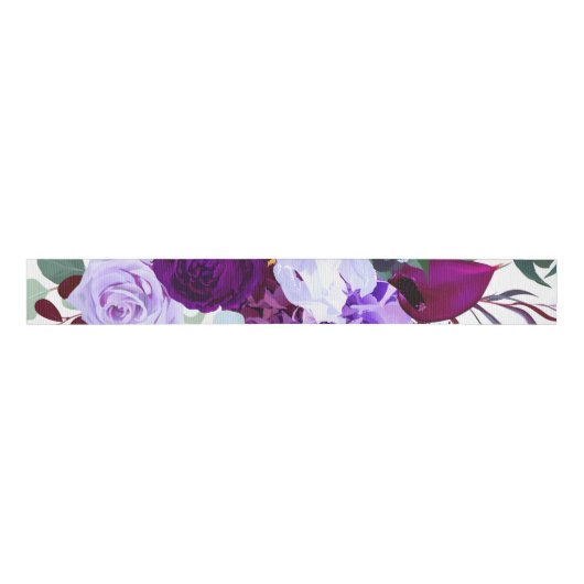 3" Grosgrain Lint Lavendel Hibiscus op Wit (Voorkant)