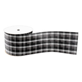 3" Grosgrain Lint Xmas Baffalo Plaid Zwart Wit