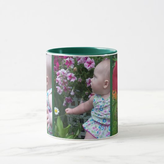 3 grote foto's groene achtergrond eenvoudig te upl mok (Midden)