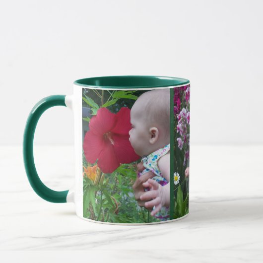 3 grote foto's groene achtergrond eenvoudig te upl mok (Links)