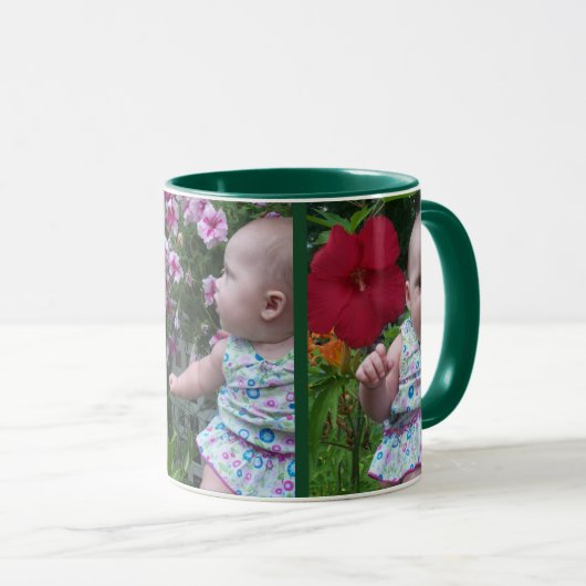 3 grote foto's groene achtergrond eenvoudig te upl mok (Voorkant rechts)