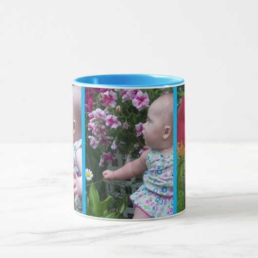 3 grote foto's hemelsblauwe achtergrond eenvoudig  mok (Midden)