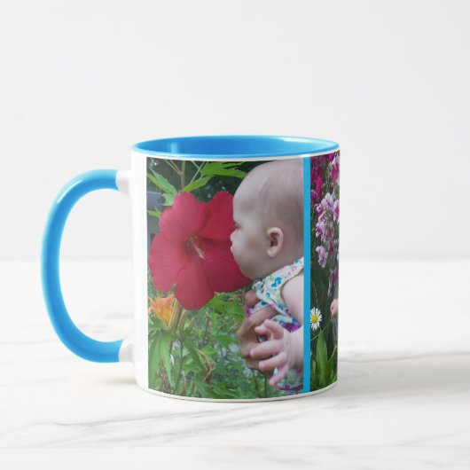 3 grote foto's hemelsblauwe achtergrond eenvoudig  mok (Links)