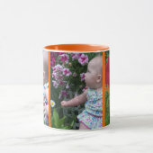 3 grote foto's Oranje achtergrond eenvoudig upload Mok (Midden)